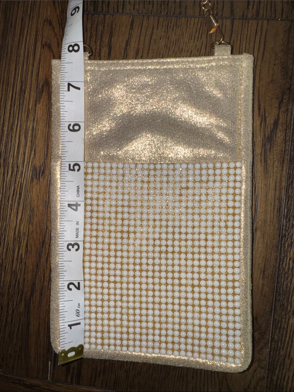 Nina New York Gold Pearl-Accented Crossbody Phone Bag